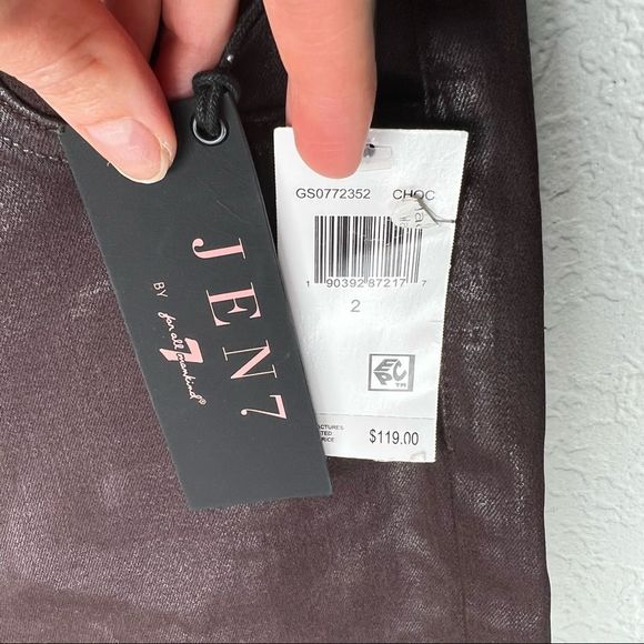 7 For All Mankind Jen7 Hight Waist Ankle Skinny Jeans Coated Brown size 2 NEW - Picture 8 of 9